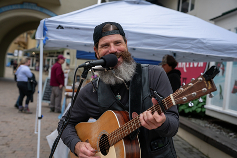 farmers market vendor village guest shopping food beverage
