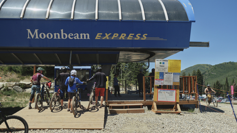 Guests loading Moonbeam Express while riding Solitude Bike Park
