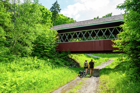 ackie Colin Hiking with dogs loki romi covered bridge trail sun shine lifestyle hike