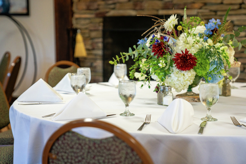 EVENT SPACE Living room black bear lodge wedding reception guests breakfast food beverage