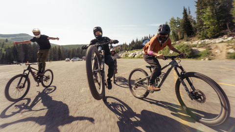 Young mountain bike riders learn tricks at Solitude Bike Park