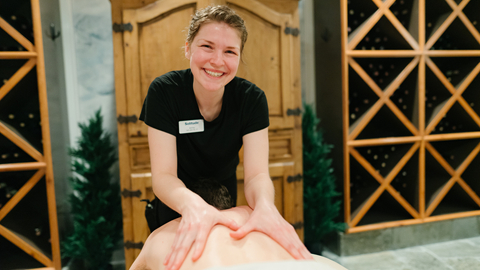Guests enjoy a massage, facial treatment, sauna, and Thereabody boots treatment at Solitude Mountain Spa.