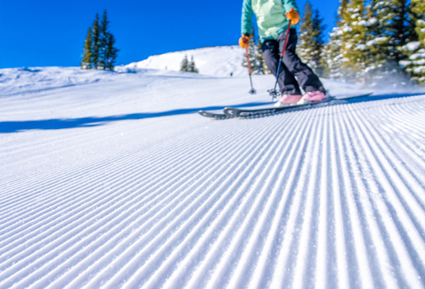 Skiing Parry's Peek, fresh corduroy