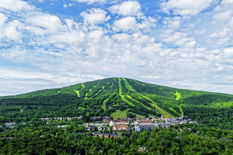 Drone beautiful summer morning big mtn and golf
