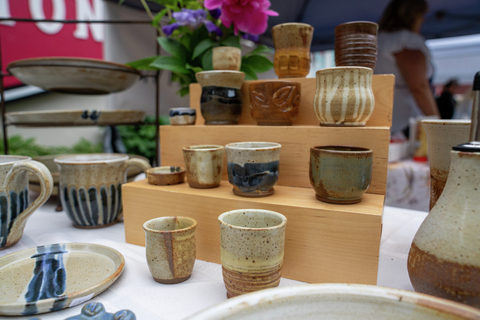 farmers market vendor village guest shopping food beverage