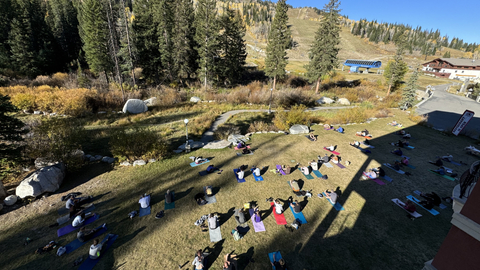 Guest enjoy Free Outdoor Yoga on the Inn lawn at Solitude.