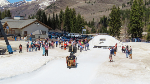 Guests participate in the Cardboard Derby at Solitude Mountain Resort. 