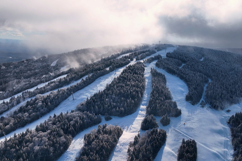 snowguns and drone wide cat snow snowmaking dramatic scenic