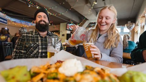 Beer and nachos at The Thirsty Squirrel at Solitude Mountain Resort