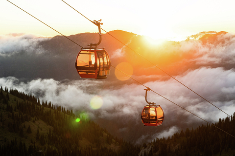 Scenic Gondola with rising sun in the background