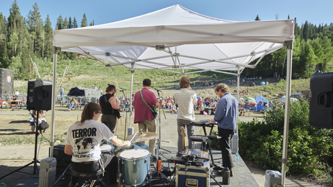 A band plays during the Sunday Live Music Series at Solitude Mountain Resort