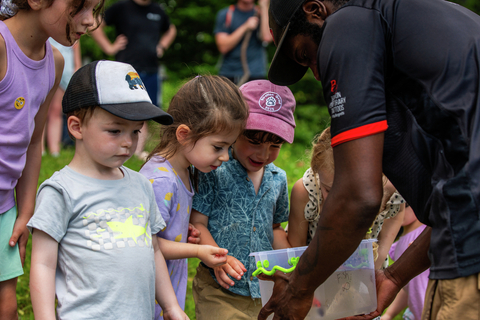 kids playing in the pond at stratton resort during a sunny afternoon, enjoying outdoor activities as part of the summer camp for kids