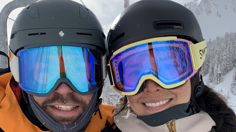 Krystin Norman and friend on Crystal Mountain chairlift