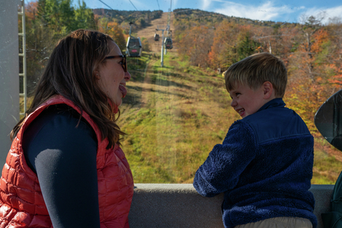 Mom and Kid north face gondola village hike
