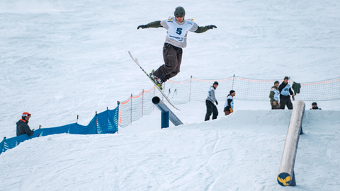 Guests participate in Solitude's Soli Parks Steel Showdown rail jam 