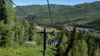 Scenic lift ride on Sunrise at Solitude Mountain Resort.