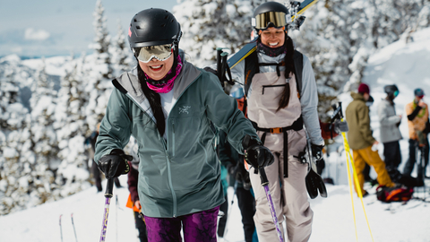 Krystin Norman and friend hiking Crystal Mountain