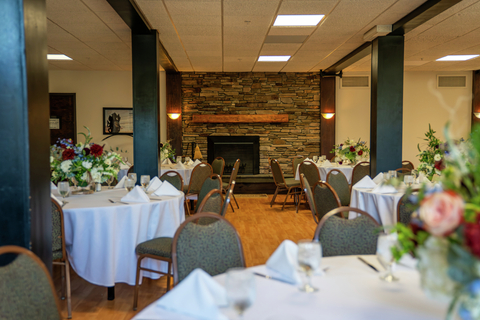 EVENT SPACE Living room black bear lodge wedding reception guests breakfast food beverage