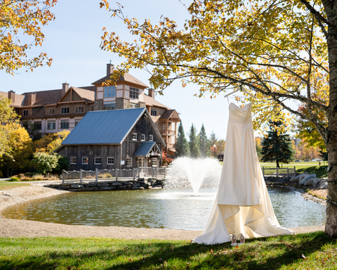 Wedding mountain Stratton scenic summer guest family group marriage bride groom 