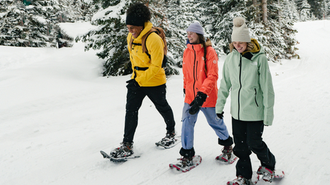 Exploring the forest with friends at Solitude Nordic & Snowshoe Center
