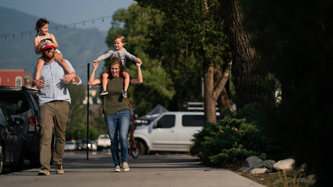 Family walking on Yampa Street