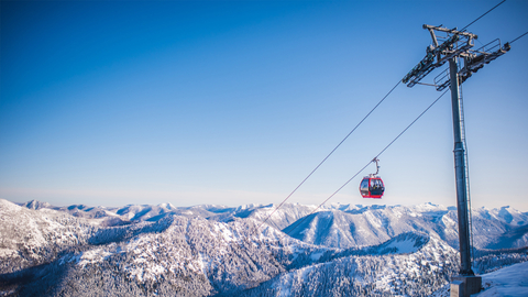 Scenic Gondola with Crystal Mountain in the background.