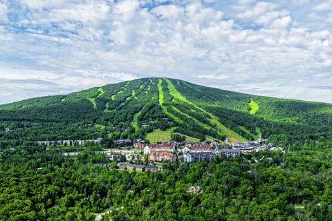 Drone beautiful summer morning big mtn and golf