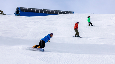 Rohan Srinivas and Lulu Avila take Snowboard lessons at Solitude Mountain Resort.