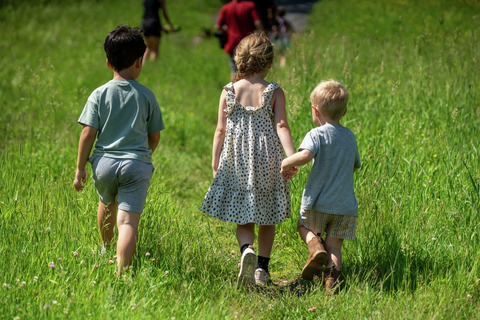 summer mountain camp kids activities daycare sun pond swim fish smiles counselor staff net water
