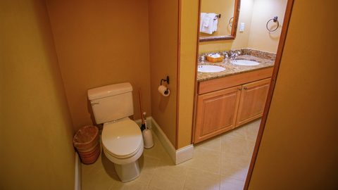 private water closet with vanity view inside landmark 315 vacation rental at stratton resort