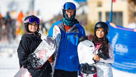 Snowboarders take a lesson at Solitude Mountain Resort