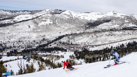 Foreste Peterson and Marc Lodmell spring ski at Solitude Mountain Resort.