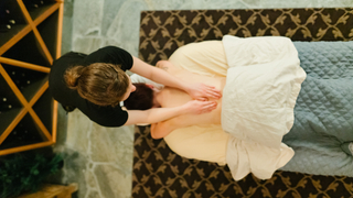 Guests enjoy a massage, facial treatment, sauna, and Thereabody boots treatment at Solitude Mountain Spa.