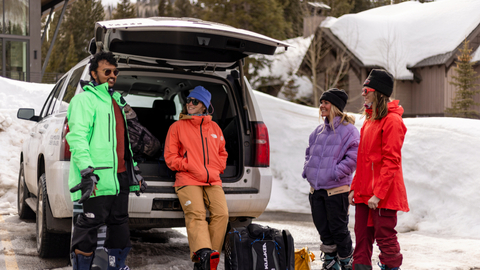  Four friends carpool to Solitude Mountain Resort.