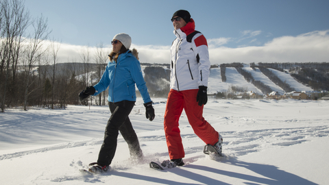 Snowshoeing, Mountain View, Landscape, Couple