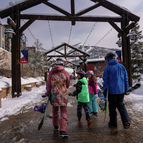 Steamboat Grand Family walk to the resort 