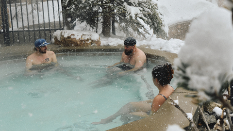 Relaxing in the Club Solitude hot tub at Soliltude Mountain Resort