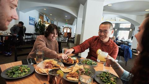 Solitude ambassadors enjoy lunch at Honeycomb Grill at Solitude Mountain Resort.