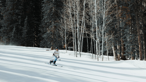 A tele skier demos tele gear at Solitude Mountain Resort. 