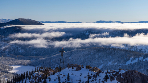 Scenic view of Palisades Tahoe's mountain peaks