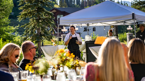 Solitude's chef gives a toast at St. Bernard's Dinner & Wine Pairing Series