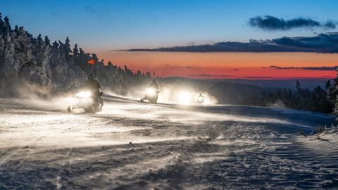 snowmobile, sunset