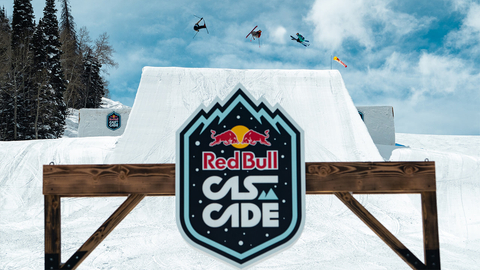 A composite of athletes competeing in Red Bull Cascade, a next generation of freestyle ski competition at Solitude Mountain Resort.